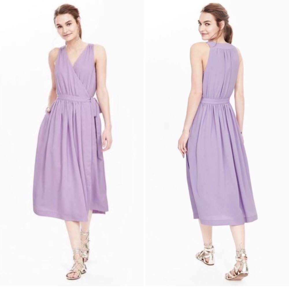 Banana Republic NWT Lilac Midi Sleeveless Wrap Dress - Size “0”
